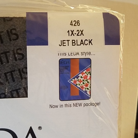 LEDA Ultra Sheer Queen Pantyhose 1x-2x Jet Black - Picture 2 of 6